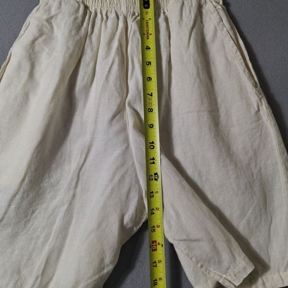 Liz & Jane Linen Shorts Womens M Medium Beige Cream Wide Leg Pleated... - Picture 2 of 9